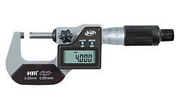 Мікрометр цифровий KM-2133-25 / 0.001 (0-25 мм) у водозахищеному металевому корпусі IP 65