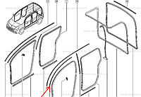 Уплотнительная резинка передней левой двери (на кузове) Renault Kangoo (08-13) OE:769221916r