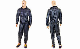 Костюм для схуднення (вагонка) Sauna Suit ST-2052-BK (PU, поліестер, р-р L-3XL-48-56, чорний)