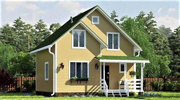 Будинок з профільованого клеєного бруса, дерев'яний 8х8 м