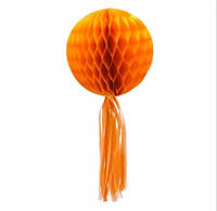Бумажный шар соты с бахромой (30см) оранжевый