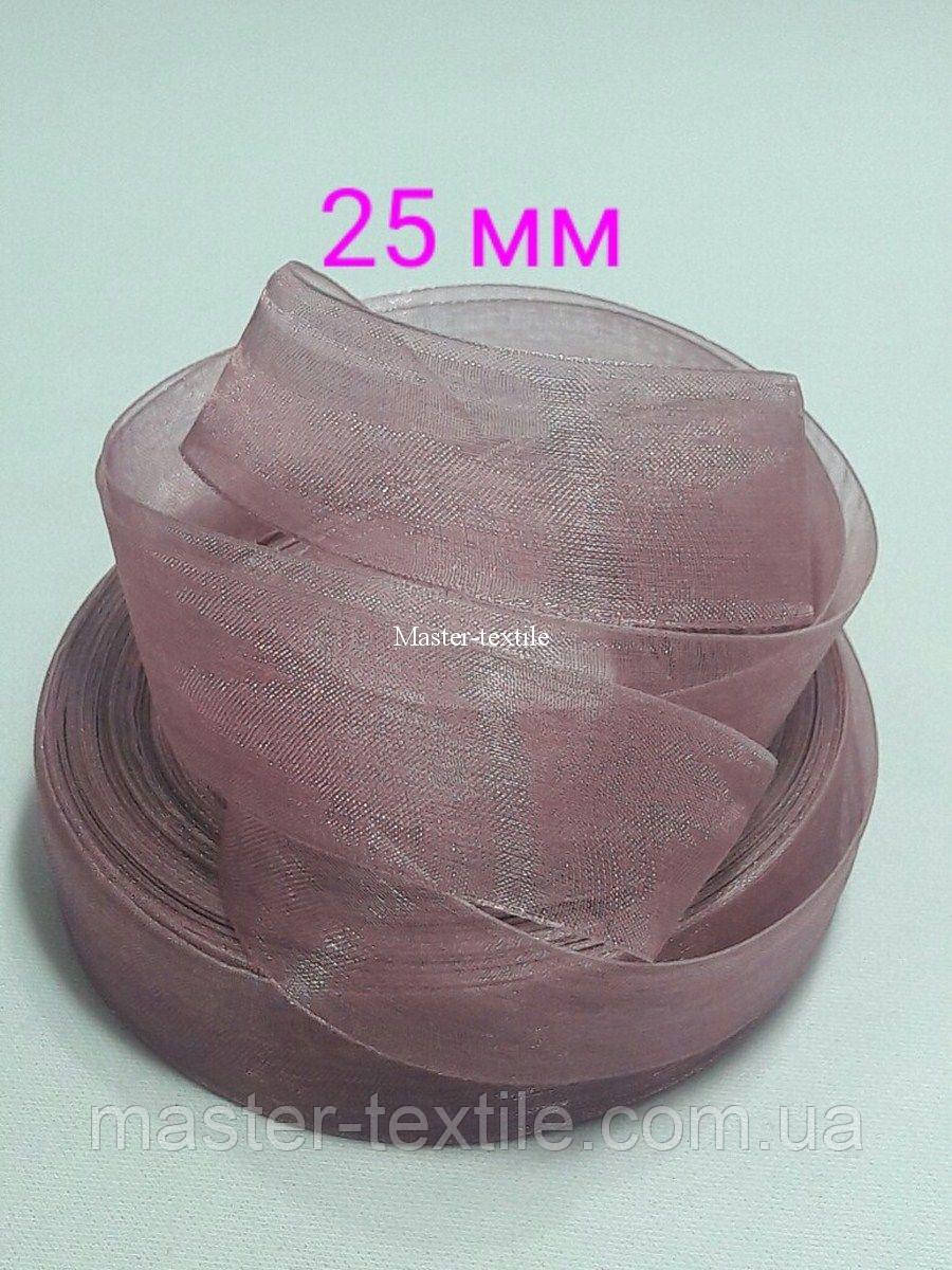Стрічка з органзи 25 мм/20 ярдів, колір бісквіт