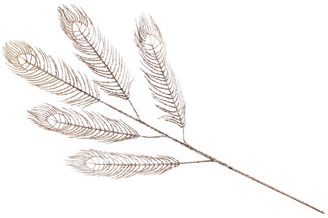 Декоративна гілка Павичеве око з гліттером, 98см, колір - шампань - 12 шт УПАКОВКА ТОВАР ВІД ВИРОБНИКА