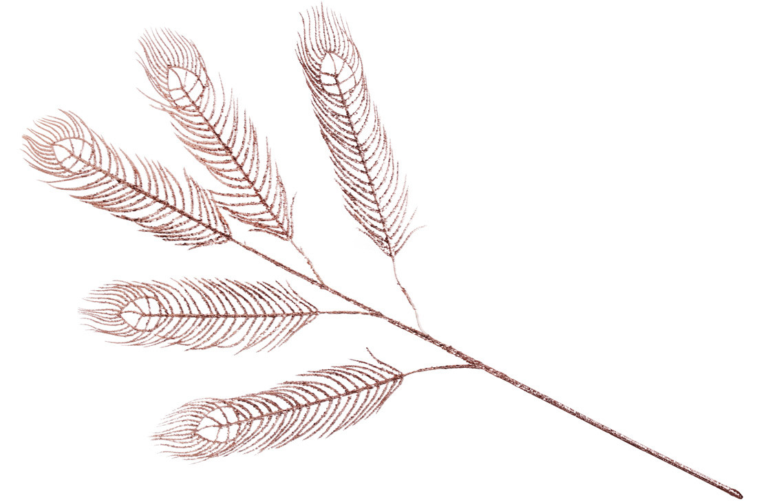 Декоративна гілка Павичеве око з гліттером, 98см, колір - рожеве золото - 12 шт УПАКОВКА ТОВАР ВІД ВИРОБНИКА