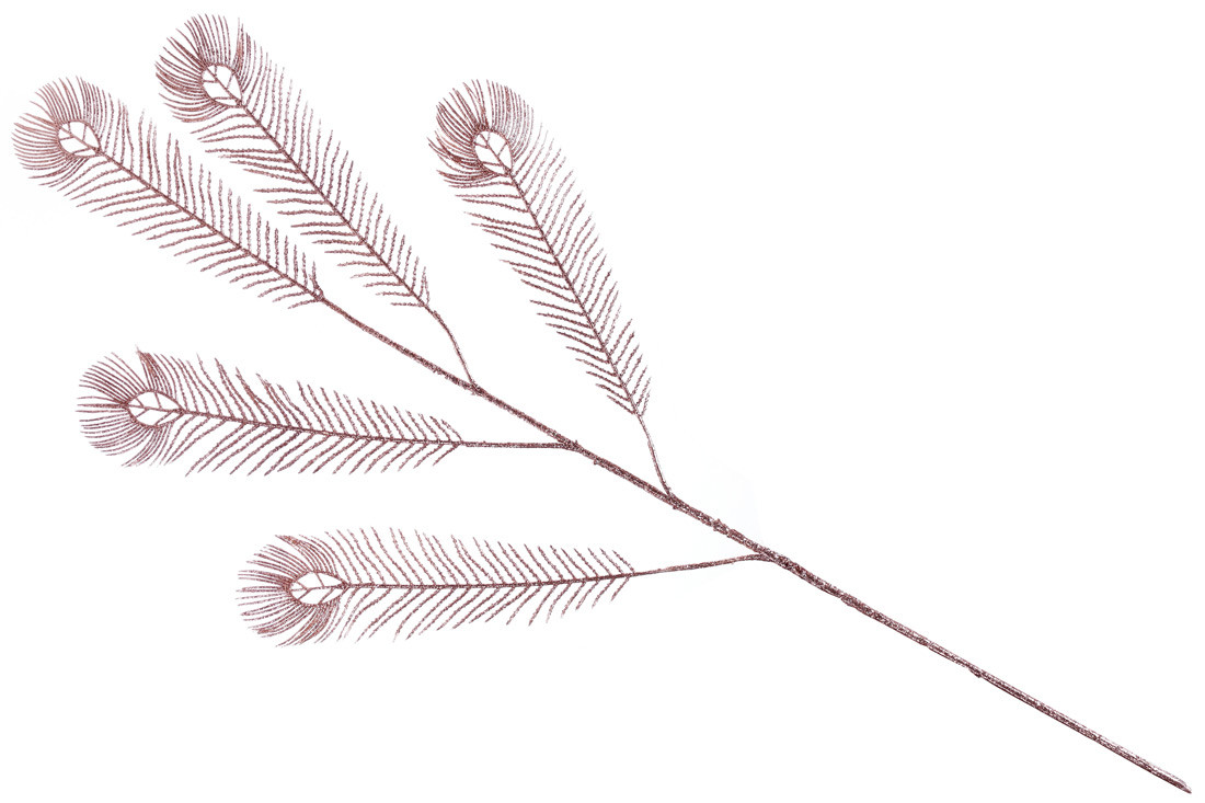 Декоративна гілка Павичеве око з гліттером, 90см, колір - рожеве золото - 12 шт УПАКОВКА ТОВАР ВІД ВИРОБНИКА