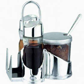 Спецівниці Laly сіль +перець + смоктф + соус 94 на пластиковій підставці (набір 6 пр)