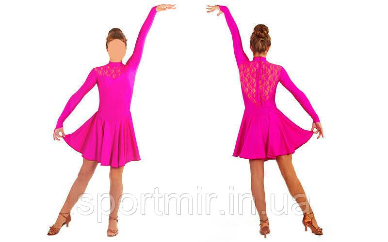 Плаття Рейтингове довгий рукав UR DR-1494-P (біфлекс,р RUS-32-42,рост 122-164см, маліновий), фото 1