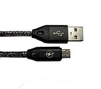 Шнур шт.USB А -шт.micro USB, в сетке, 1м, чёрный