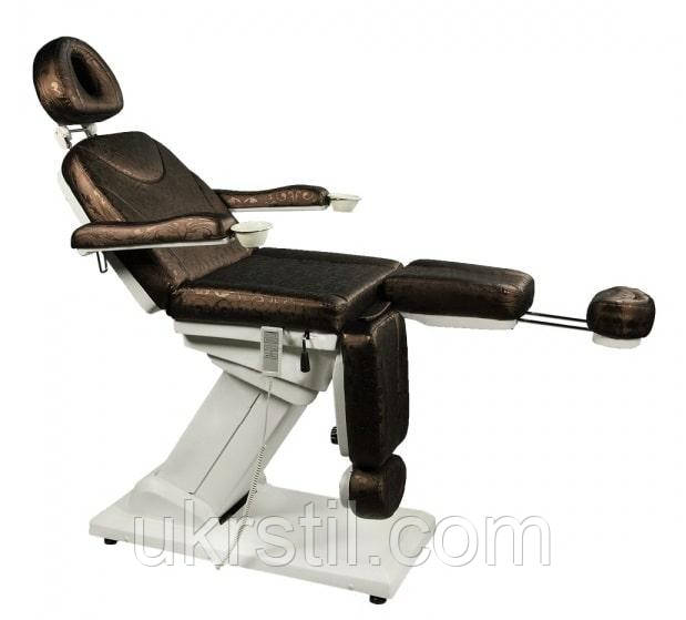 Педикюрно-косметологічне крісло ZD-848-3A коричневе з квітами