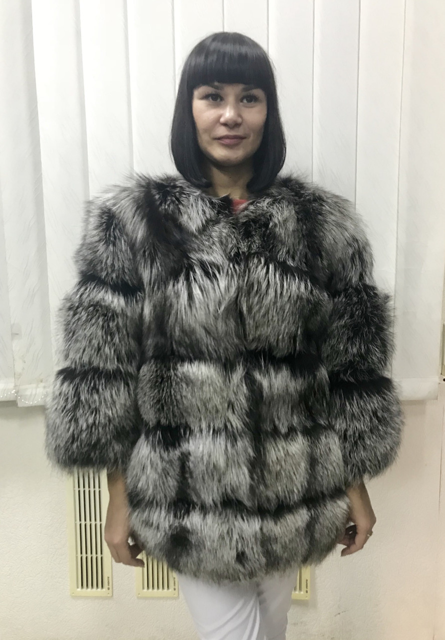 Шуба жіноча з хутра лисиці укорочена натуральна 3/4 рукав., фото 1
