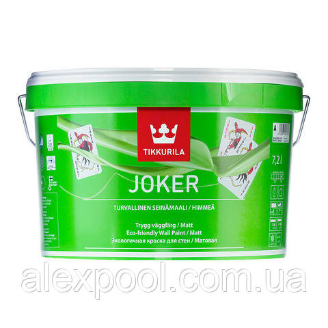 JOKER Tikkurila А 0,9 л біла — інтер'єрна фарба шовковисто-матова для стін і стель, Тикуріла Джокер