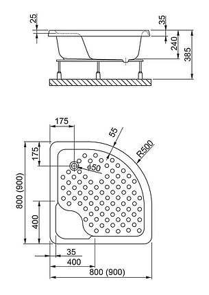 Півкруглий душовий піддон Aquaform Standard глибокий з сидінням 90x90, фото 2
