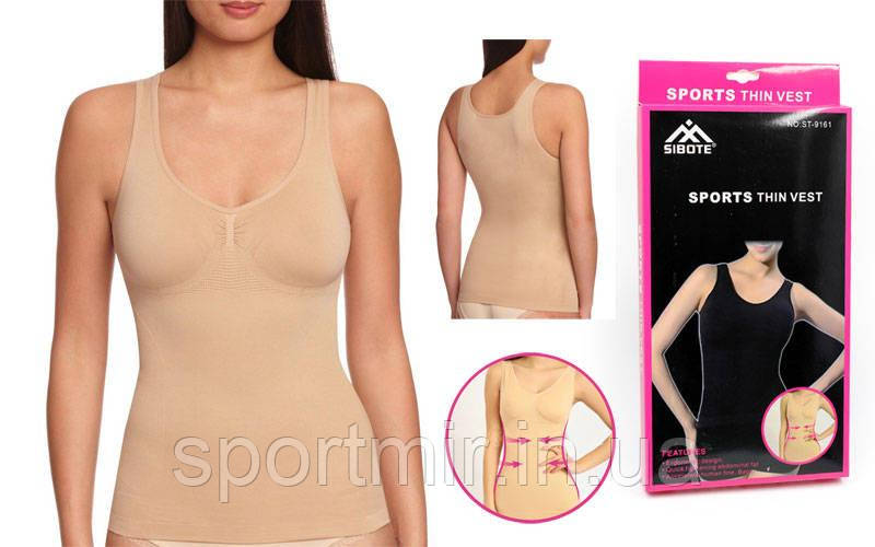 Майка стягувальна (коригувальна) Thin vest ST-9161-S (р-р S-3XL, нейлон, еласт, мереживний), фото 1