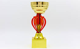 Кубок спортивний із місцем під жетон h-19 см HQ905C (метал, пластик, h-19 см, b-6 см, d чаші-8 см, золото
