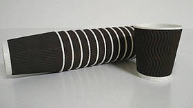 Стакан гофрований 175мл " Чорний "Маестро (20 шт)