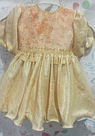 Платье золотистое нарядное для девочки 1-2 года.
