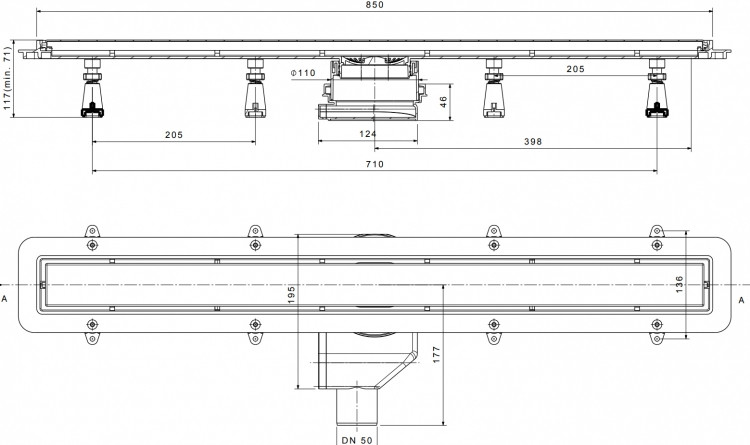 Белый стеклянный душевой канал 85 см Pestan CONFLUO PREMIUM LINE 13000285 - фото 6 - id-p798122554