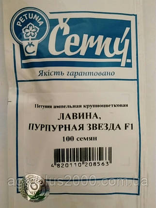 Насіння Петунія ампельне великоцвіткове Лавина,пурова зірка F1, 100 насіння Cerny Seed, фото 3