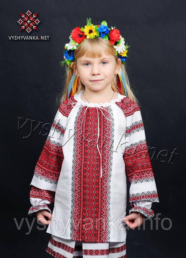 Вишиванка дитяча бавовна (з домотканого полотна), арт. 0151