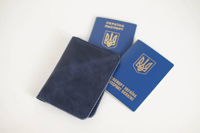 Обкладинка для документів Модель №14 з натуральної шкіри колір Синій, фото 1