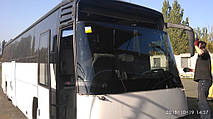 Производство и замена лобового стекла триплекс на автобусе Drogmoller E320 EuroComet, Volvo B12-600  в Никополе (Украина). 15