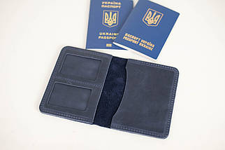 Обкладинка для документів Модель №14 з натуральної шкіри колір Синій, фото 3