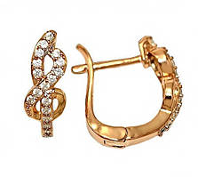 Сережки TSATSA з фіанітами. Позолота ЧВ. Довжина: 1.6 см. Ширина: 6 мм.