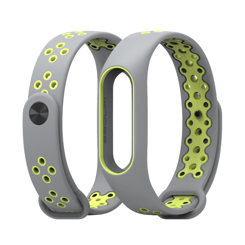 Ремінець Xiaomi Mi Band 2 MiJobs Sport Plus силіконовий перфорований Сірий / Зелений 1693P