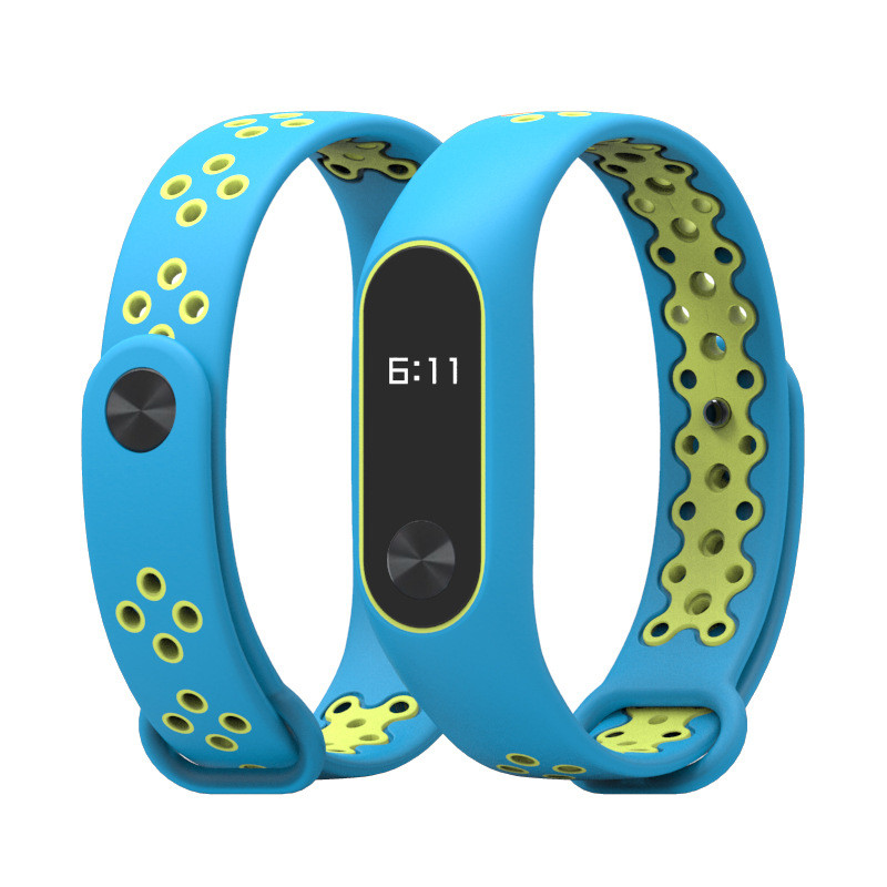 Ремінець Xiaomi Mi Band 2 MiJobs Sport Plus силіконовий перфорований Блакитний / Зелений 1693P
