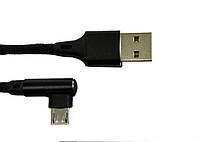 Шнур шт.USB А -шт.micro USB угловой, в сетке, 1м, чёрный