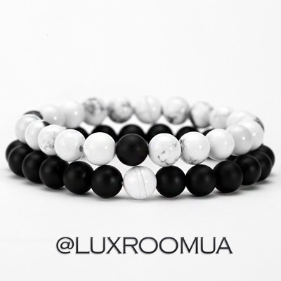 Парні чоловічі жіночі браслети з натурального каміння, кам'яні для двох з агату, фото 1