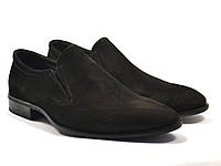 Туфли лоферы замшевые черные без шнурков мужская обувь больших размеров Rosso Avangard BS Mono Vel Black