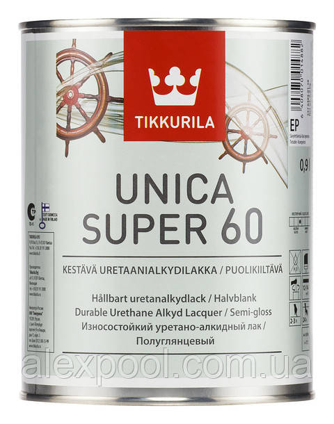 Глянцевий уретан-алкідний лак Unica Super ЄР 0,9 л