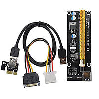 PCI express, PCI-e riser райзер 1X на 16X за допомогою USB 3.0 кабелю завдовжки 60 см, ферма для майнінгу біткоїнів