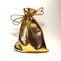 Мешочек из золотистой парчи 9х12 см для упаковки, хранения украшений и подарков