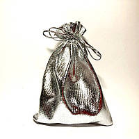 Мешочек из серебристой парчи 7х9 см для упаковки, хранения украшений и подарков