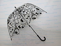Подростковый-Прозрачный зонт-трость, женский куполообразный с Эйфелевой башней и каблучками по куполу