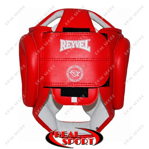 Шлем боксерский тренировочный Reyvel Кожа BK030032-R (р-р M-XL, красный) - фото 3 - id-p798864580