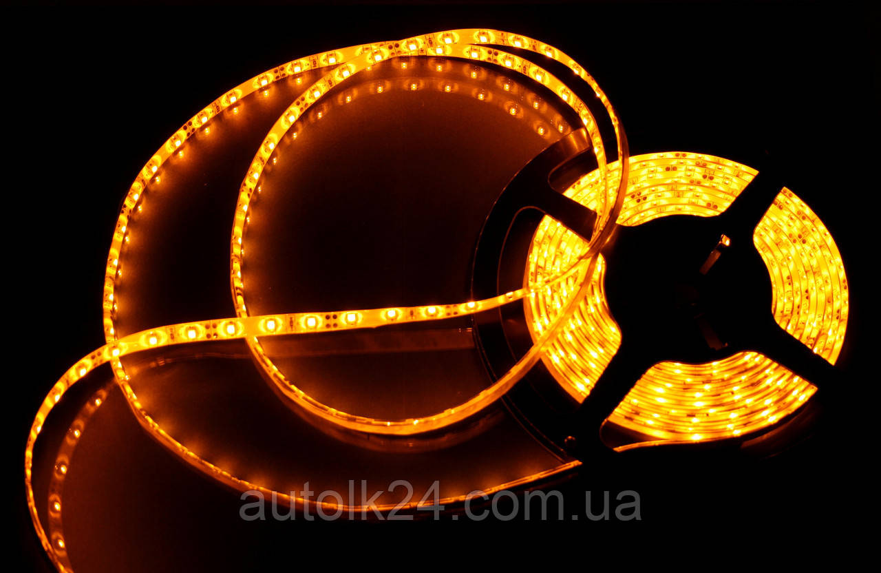 Світлодіодна Led-стрічка SMD 3528 24 V (вологозахисна) Колір Жовтогарячий (Orange)