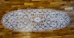 Овальна в'язана скатертина з мережива 60x180