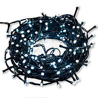 Вулична світлодіодна Гірлянда нитка з мерехтінням, 10 м чорний каучуковий провід 100led - колір білий холодний, фото 1