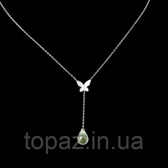 Кольє срібне 925 натуральний цитрин, цирконій.