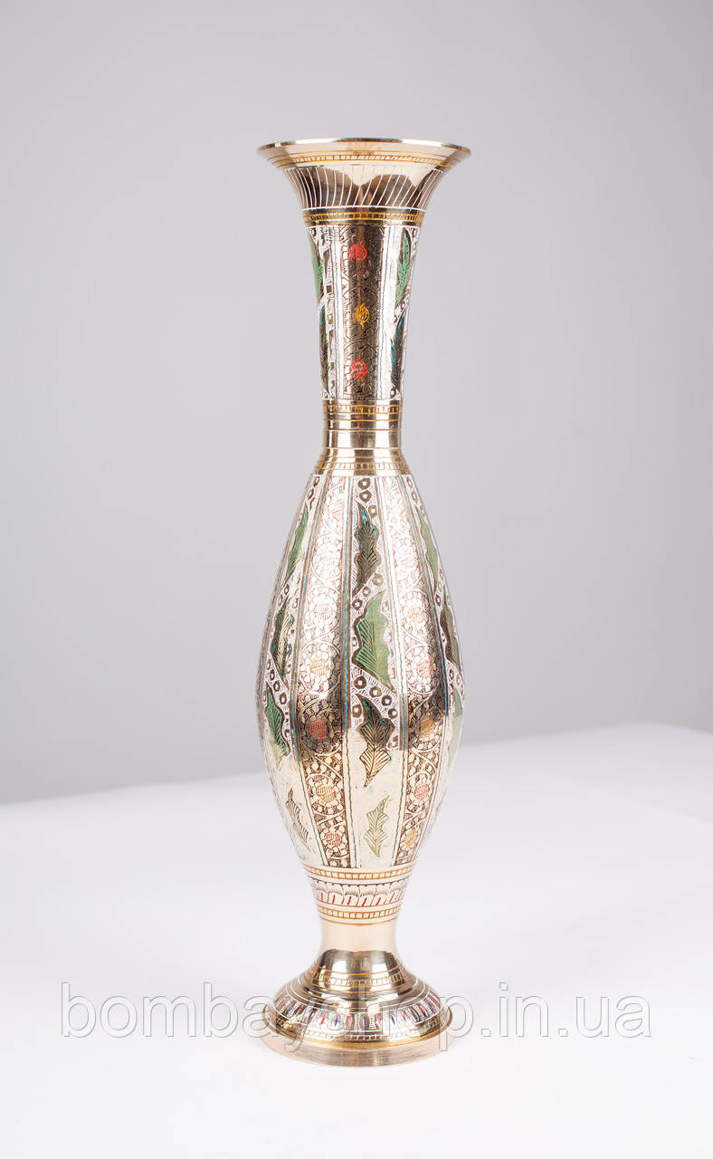 Висока латунна ваза з ручним розписом металу (435 мм)