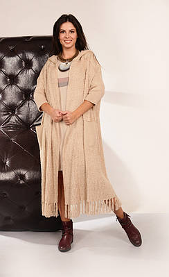 Кардиган із капюшоном і бахромою