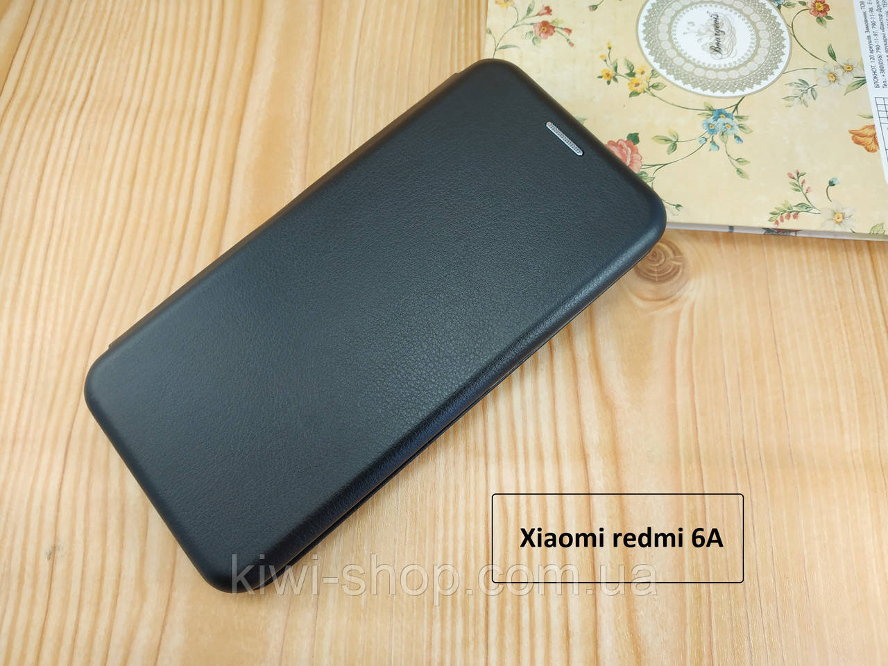 Чорна магнітна чохол-книжка для Xiaomi redmi 6A з візитницею