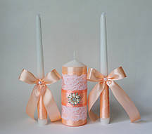 Весільні свічки персикові