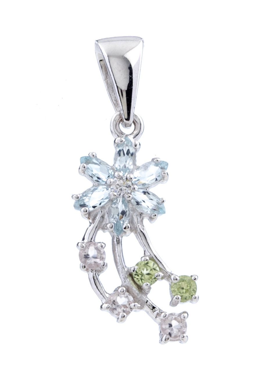 Срібна підвіска з топазом, хризолітом і рожевим кварцем Р659-микс 3, фото 1