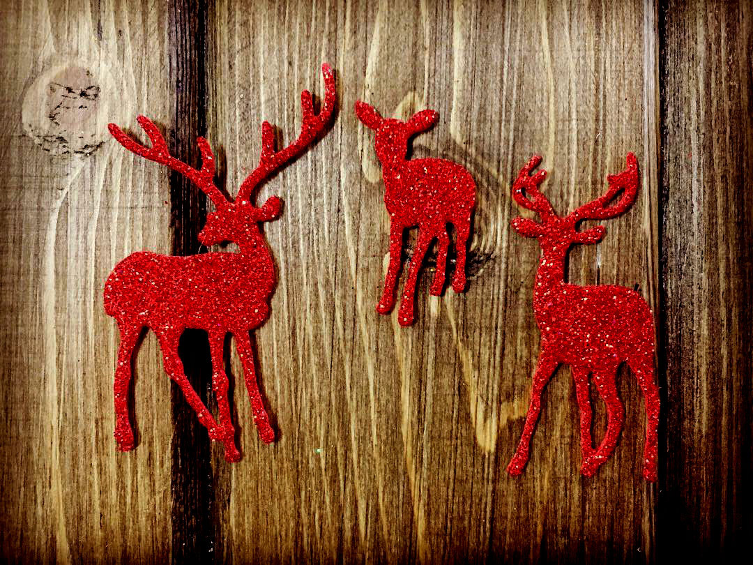 Олені 12шт червоні з блиском, фото 1