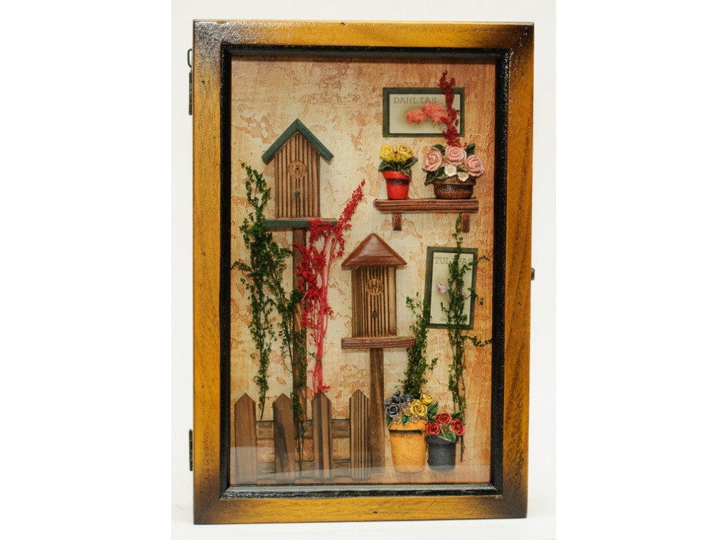 Ключниця дерев'яна на 6 крючків, 30*20см