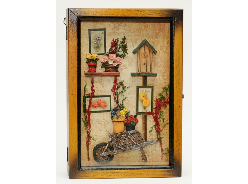 Ключниця дерев'яна на 6 крючків, 30*20см